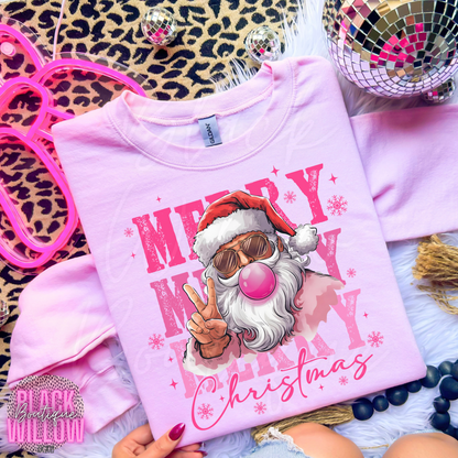 Pink Santa Bubblegum Christmas Tee Or Sweatshirt