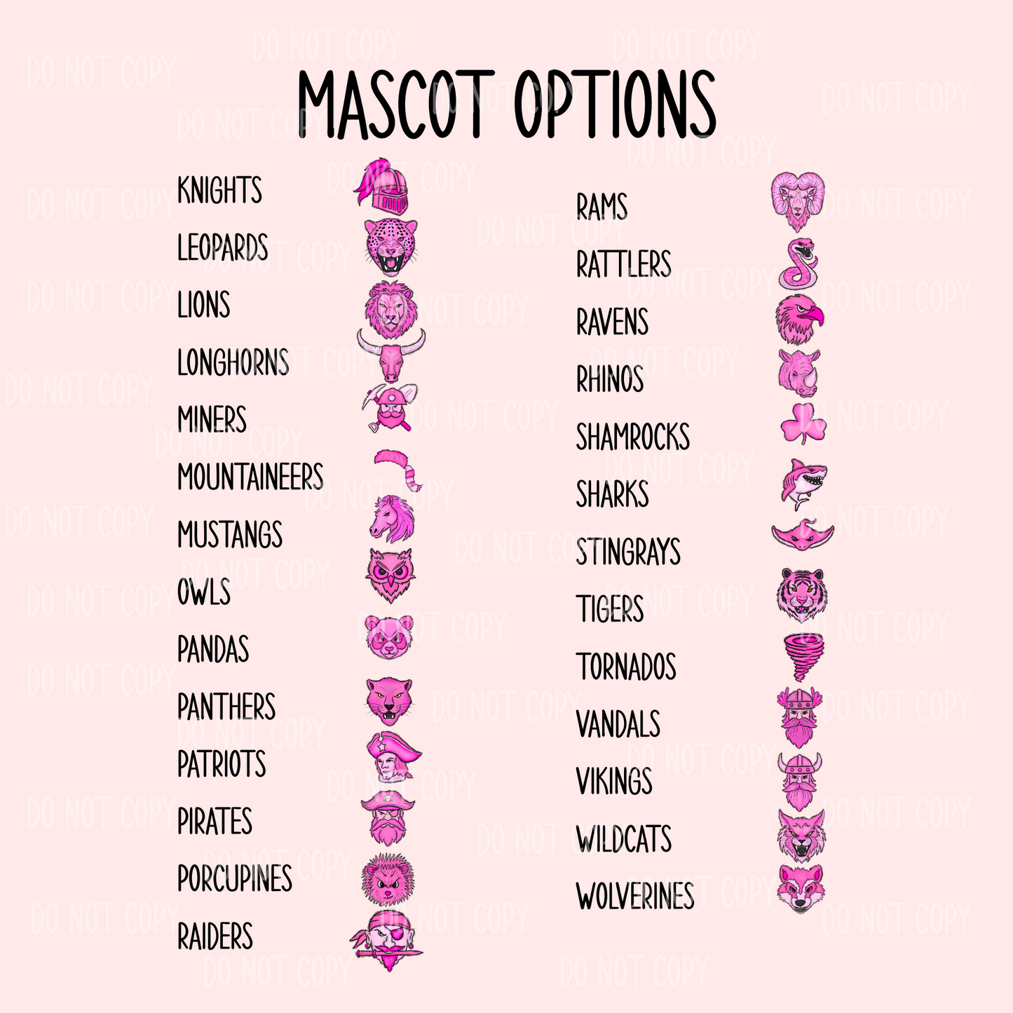 Pink Preppy Mascot Single Print DTF Transfer
