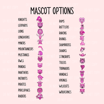 Pink Preppy Mascot Single Print DTF Transfer