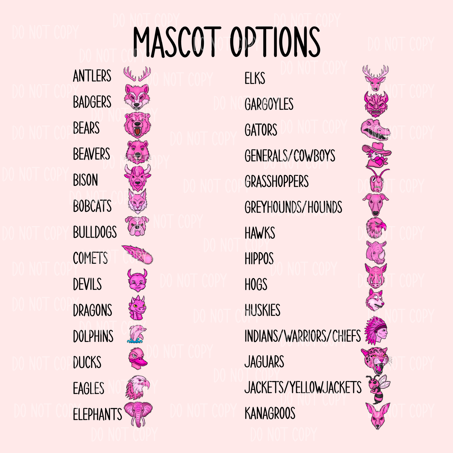Pink Preppy Mascot Single Print DTF Transfer
