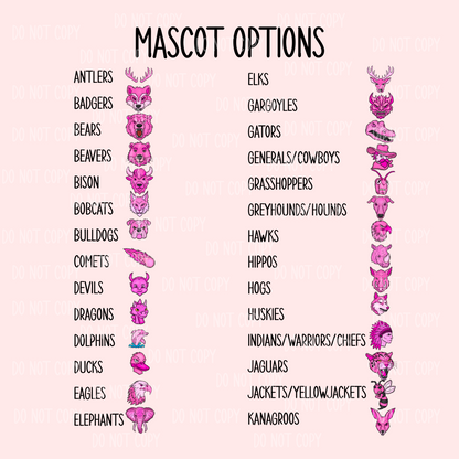 Pink Preppy Mascot Single Print DTF Transfer