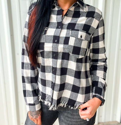 Distressed Hi Lo Flannel