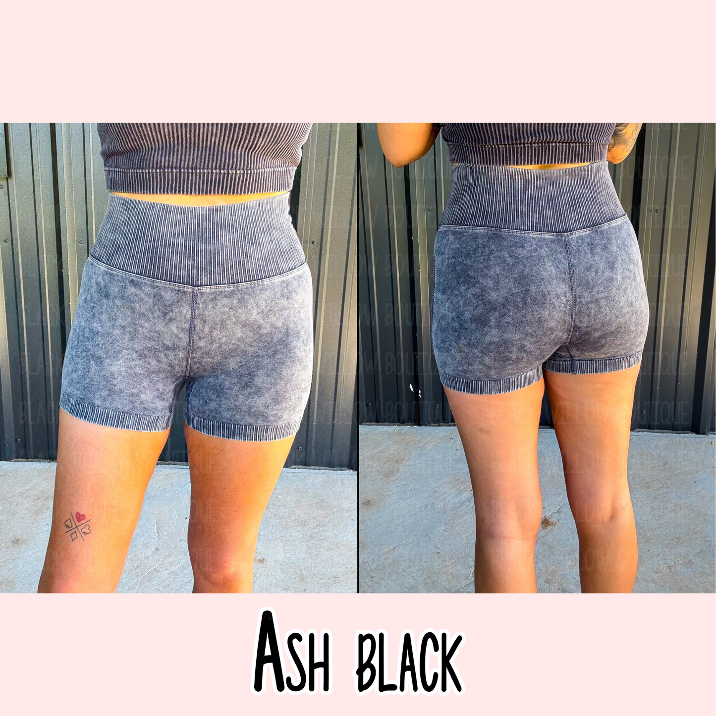 Acid Washed High Waisted Biker Shorts