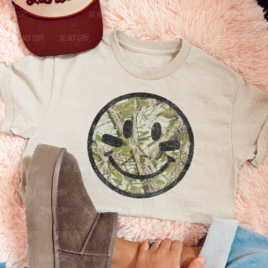 Camo Football Smiley Single Print DTF Transfer