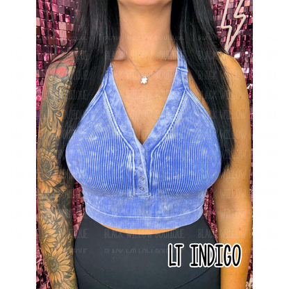 The Mia Acid Washed V-neck Tank