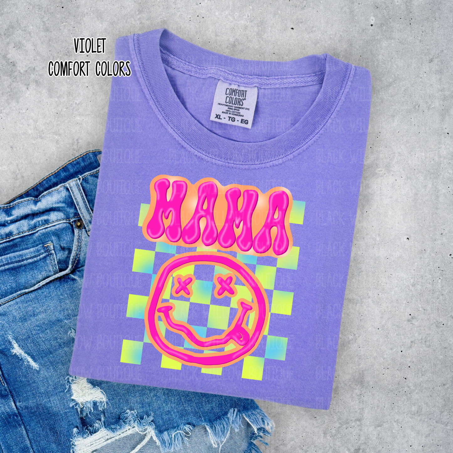 Neon Mama Checkered Tee Or Sweatshirt