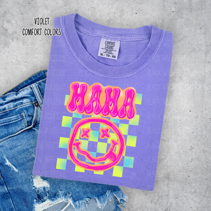 Neon Mama Checkered Tee Or Sweatshirt