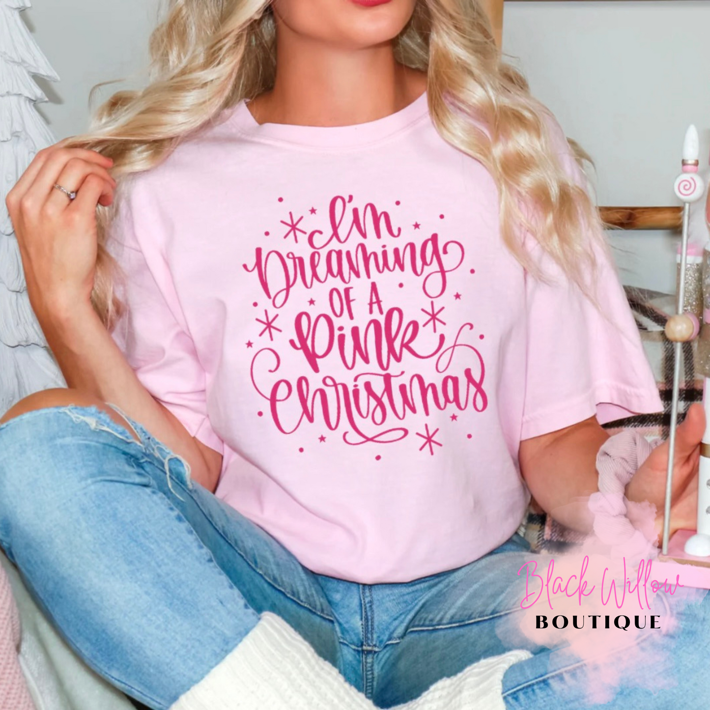 Dreaming Of A Pink Christmas Tee