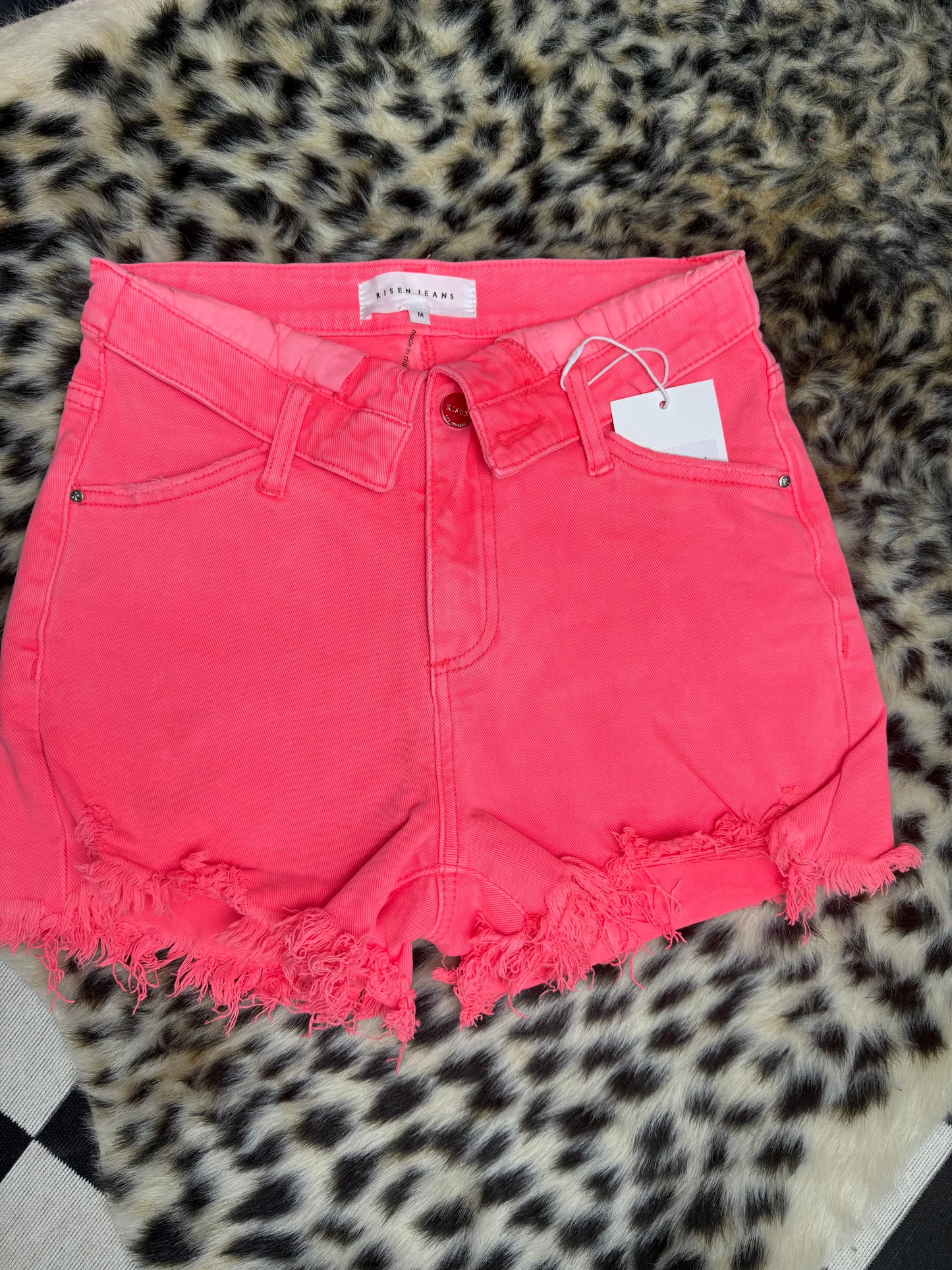 The Cora High Rise Folded Distressed Denim Shorts