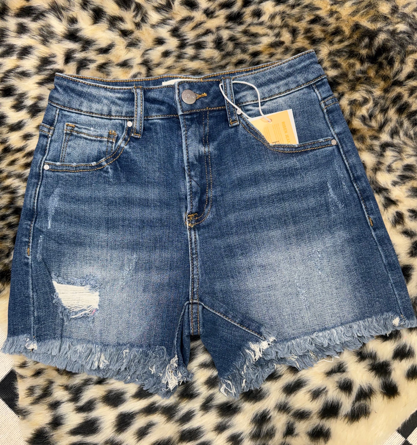 The Hazel High Rise Distressed Denim Shorts