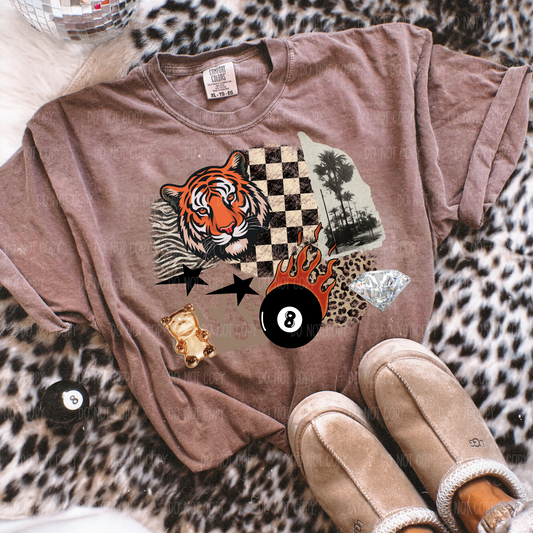 Grunge Tiger Collage Comfort Colors Tee