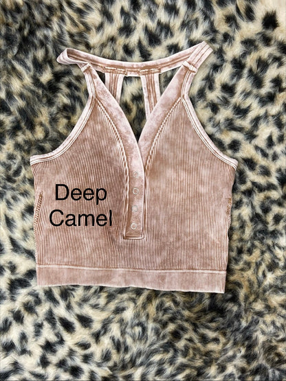The Mia Acid Washed V-neck Tank