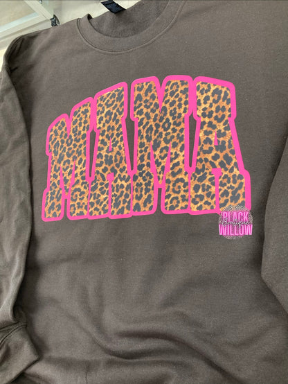 Pink Leopard Mama Tee Or Sweatshirt