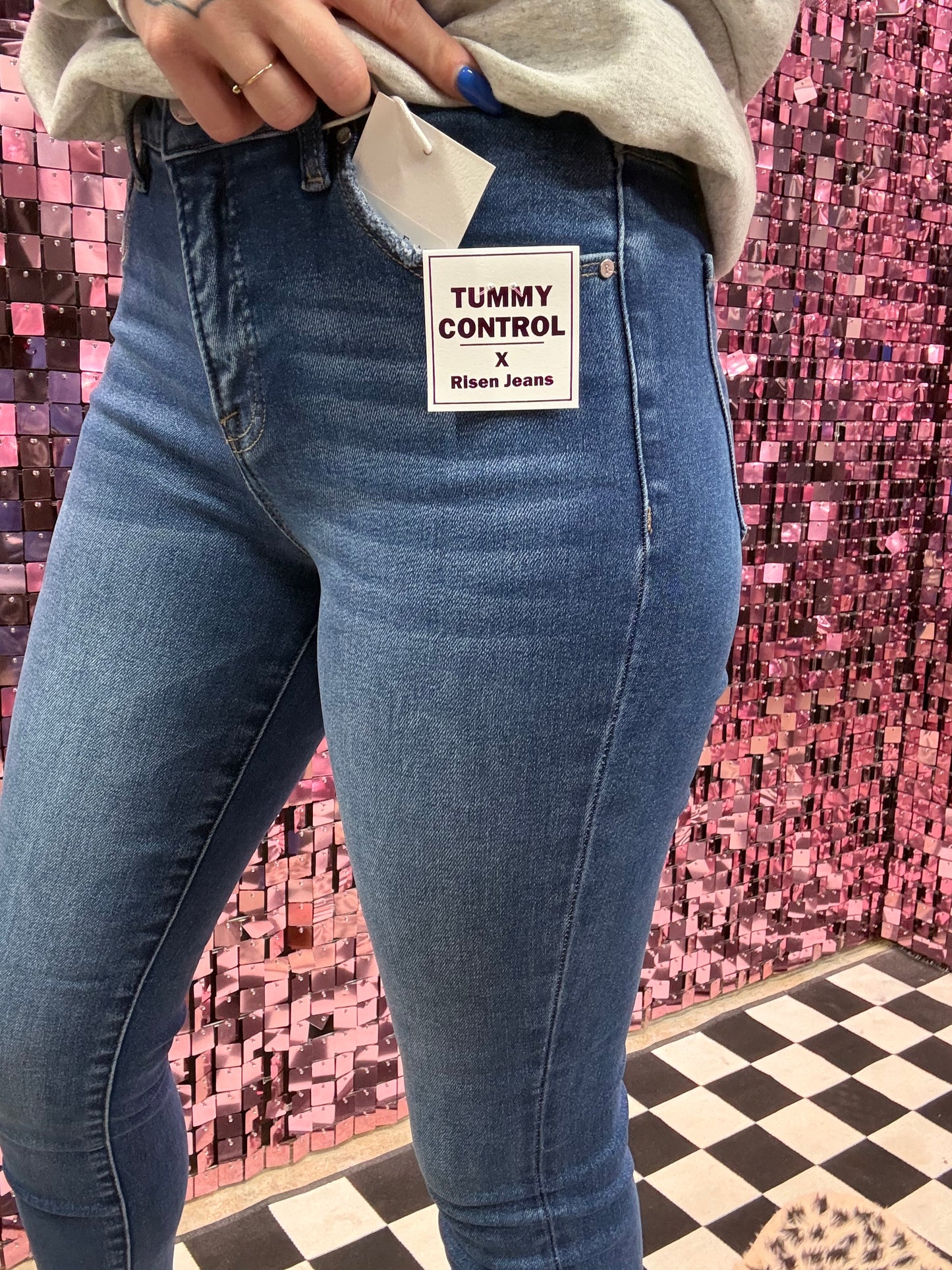 The Sam Tummy Control Mid Rise Ankle Skinny Jeans