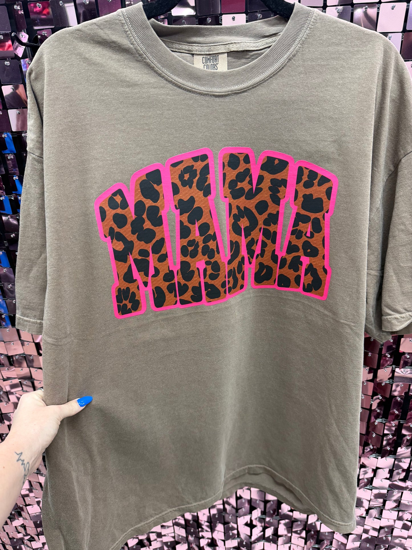 Pink Leopard Mama Tee Or Sweatshirt