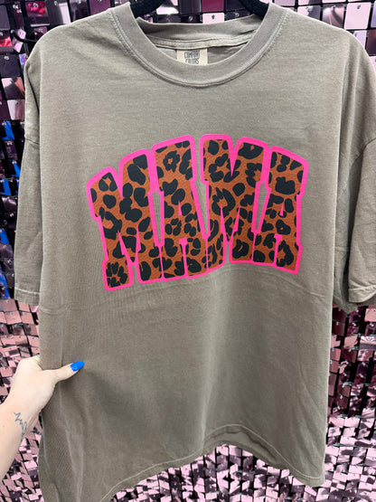 Pink Leopard Mama Tee Or Sweatshirt