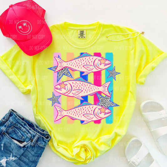 Neon Fishy Fishy Comfort Colors Tee