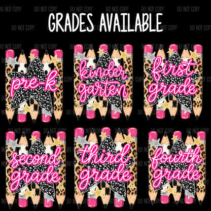 Pink Sparkly Pencil School Grades Tee Or Sweatshirt
