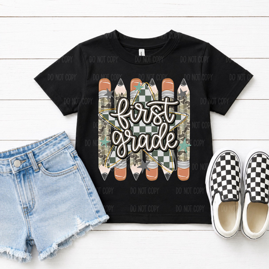 Camo Pencil School Grades Tee Or Sweatshirt