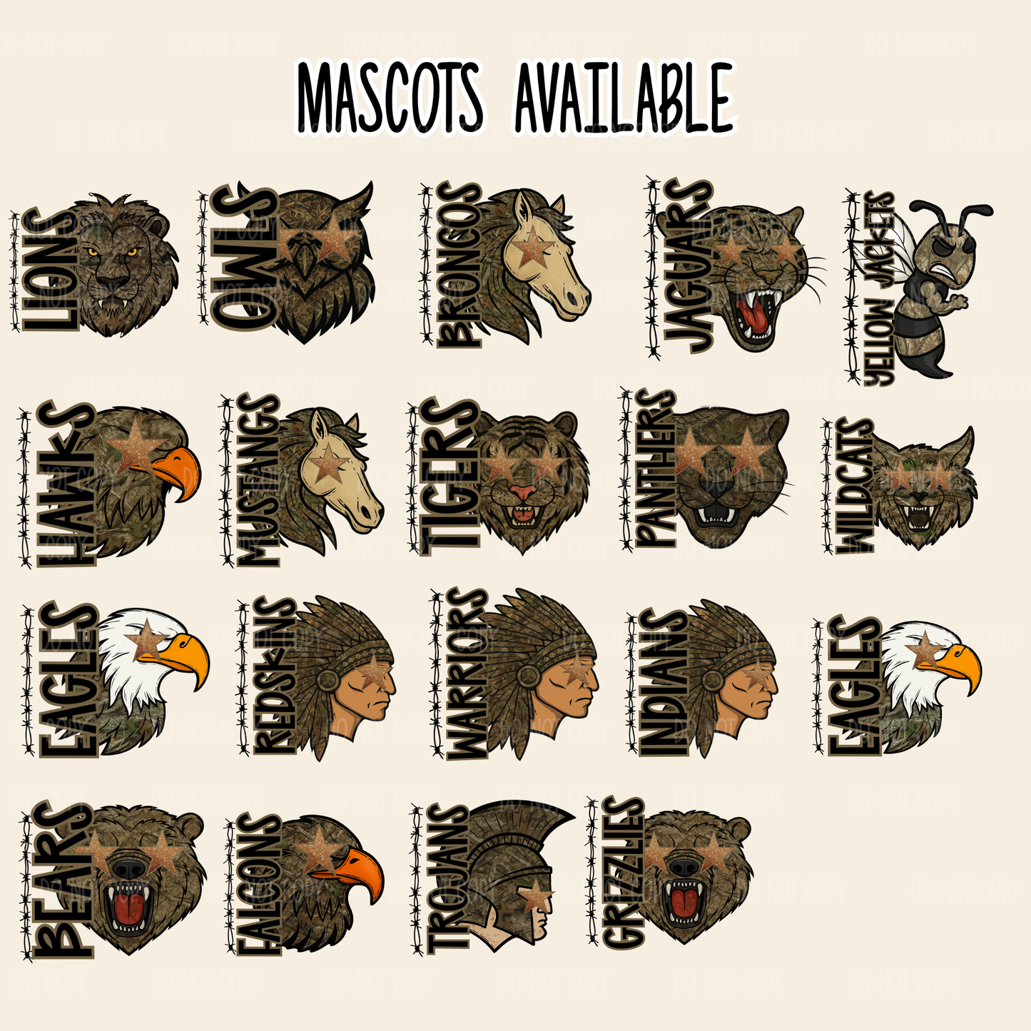 Camo Mascots Tee Or Sweatshirt