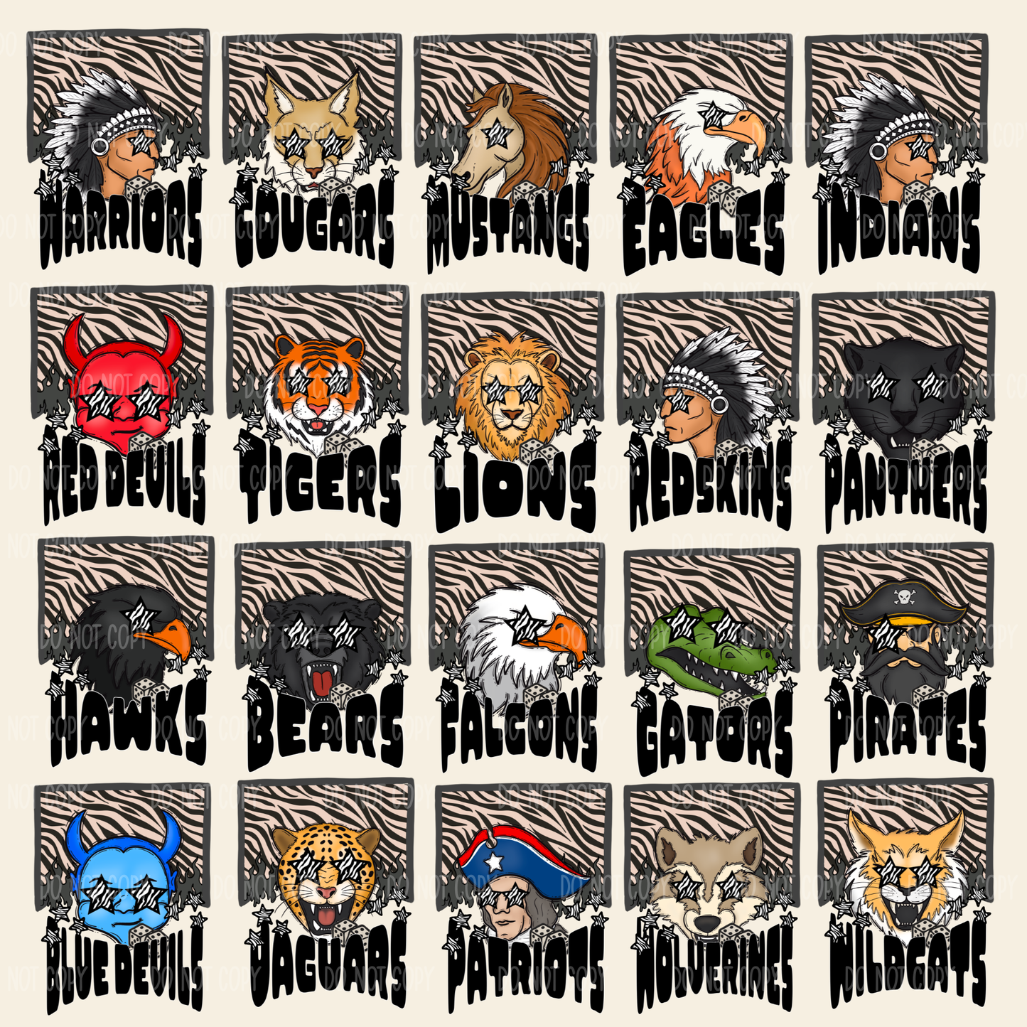 Zebra Preppy Mascots Tee Or Sweatshirt