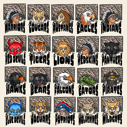 Zebra Preppy Mascots Tee Or Sweatshirt