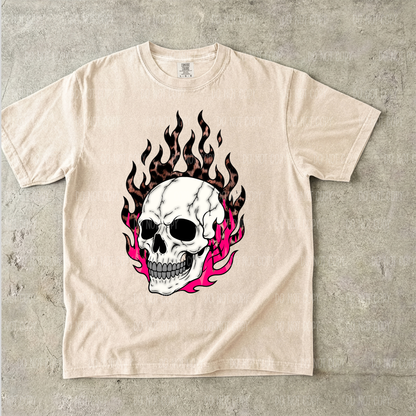 Leopard Flames Skull Tee or Sweatshirt