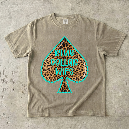 Leopard Blue Collar Wife Tee or Sweatshirt
