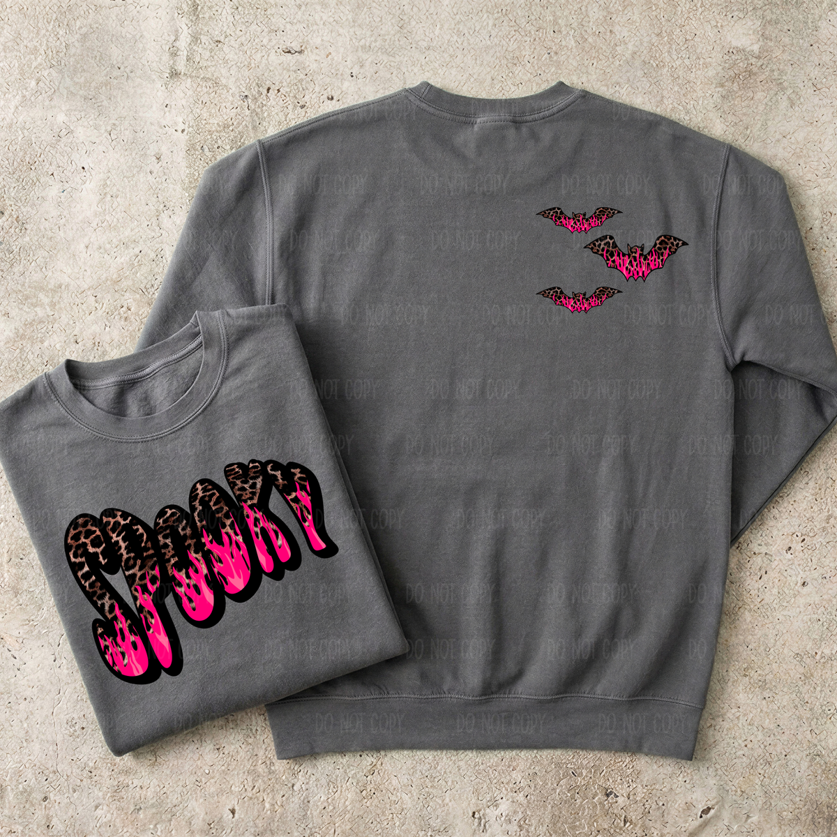 Pink Leopard Flames Bats Single Print DTF Transfer