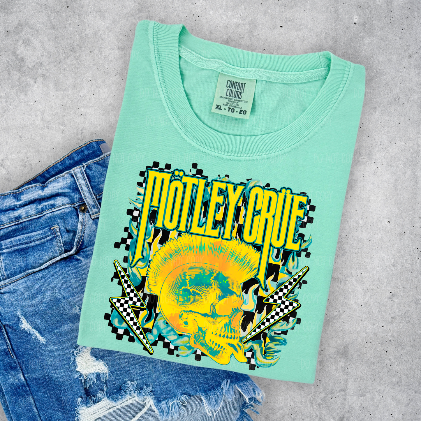 Neon Mot Crue (Yellow & Blue) Single Print DTF Transfer