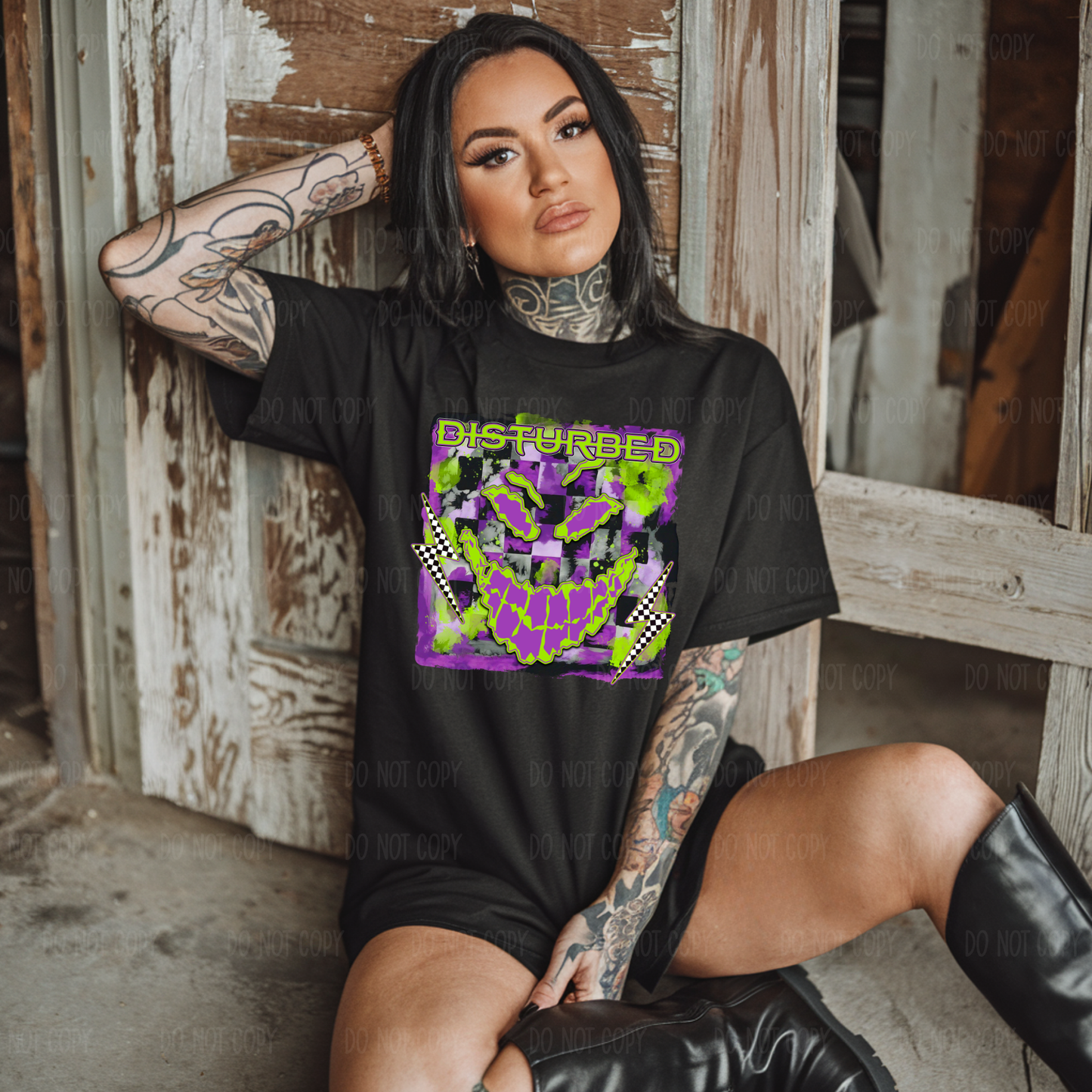 Neon D!isturbed Single Print DTF Transfer