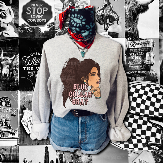 Blue Collar Brat (Brunette) Single Print DTF Transfer