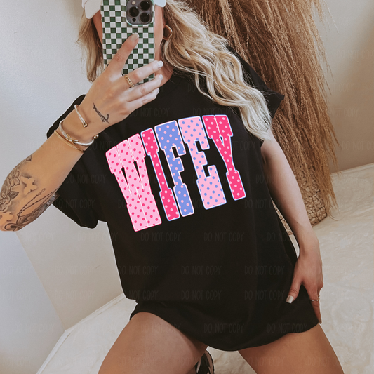 Pink Polkadot Single Print DTF Transfer