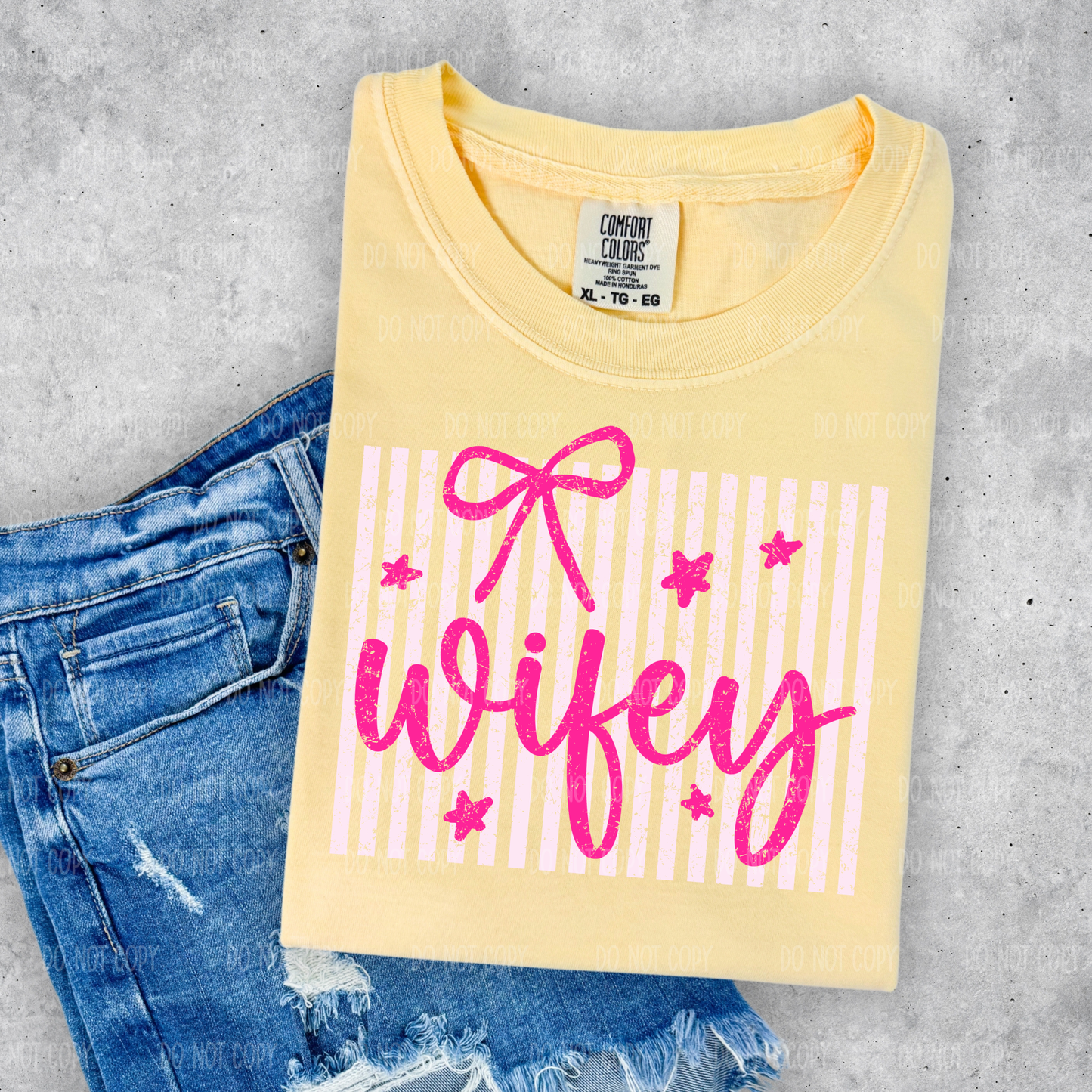 Pink Stripes Wifey Single Print DTF Transfer