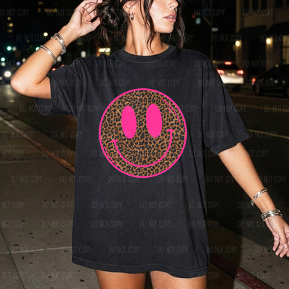 Pink Leopard Smiley Tee Or Sweatshirt