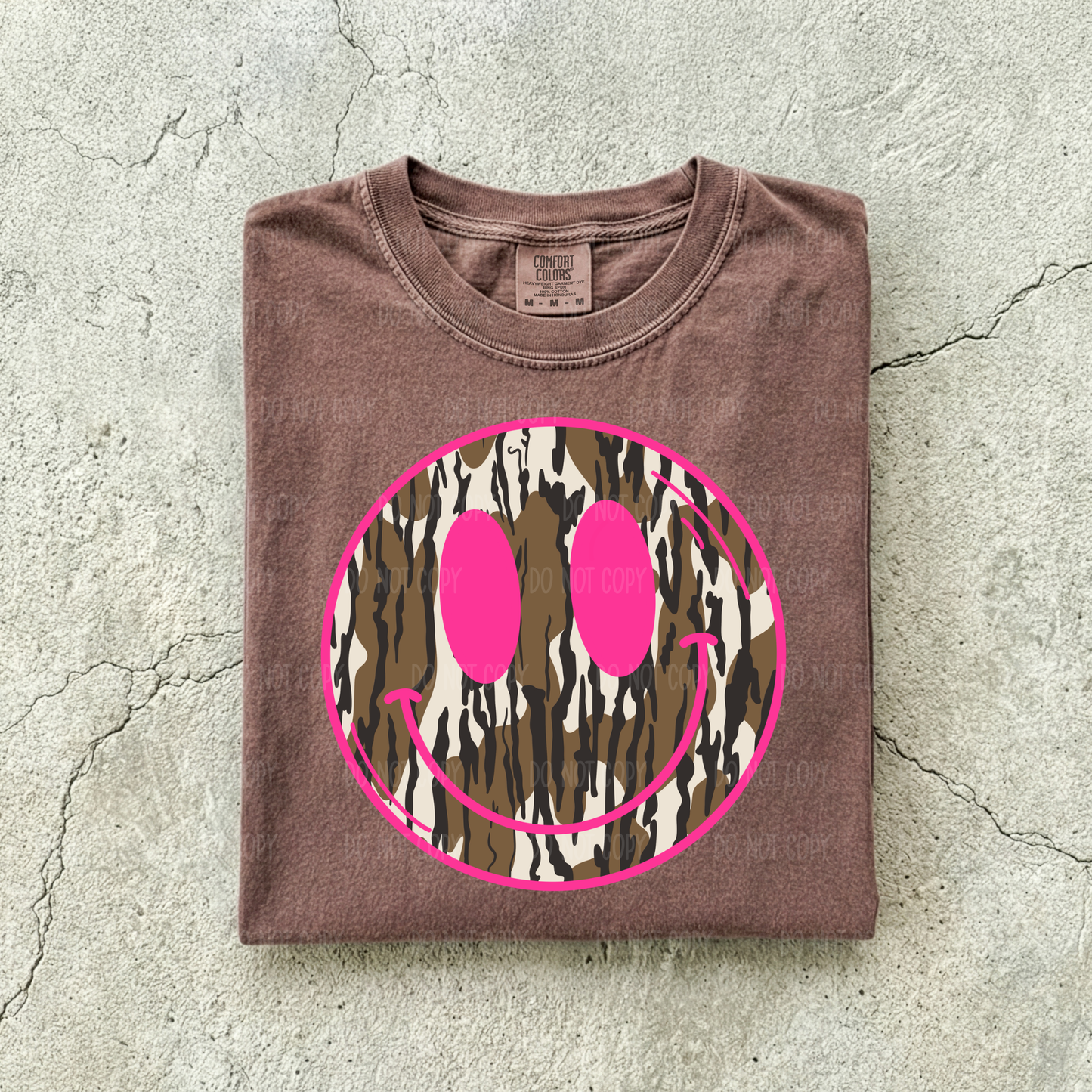 Pink Camo Smiley Tee Or Sweatshirt
