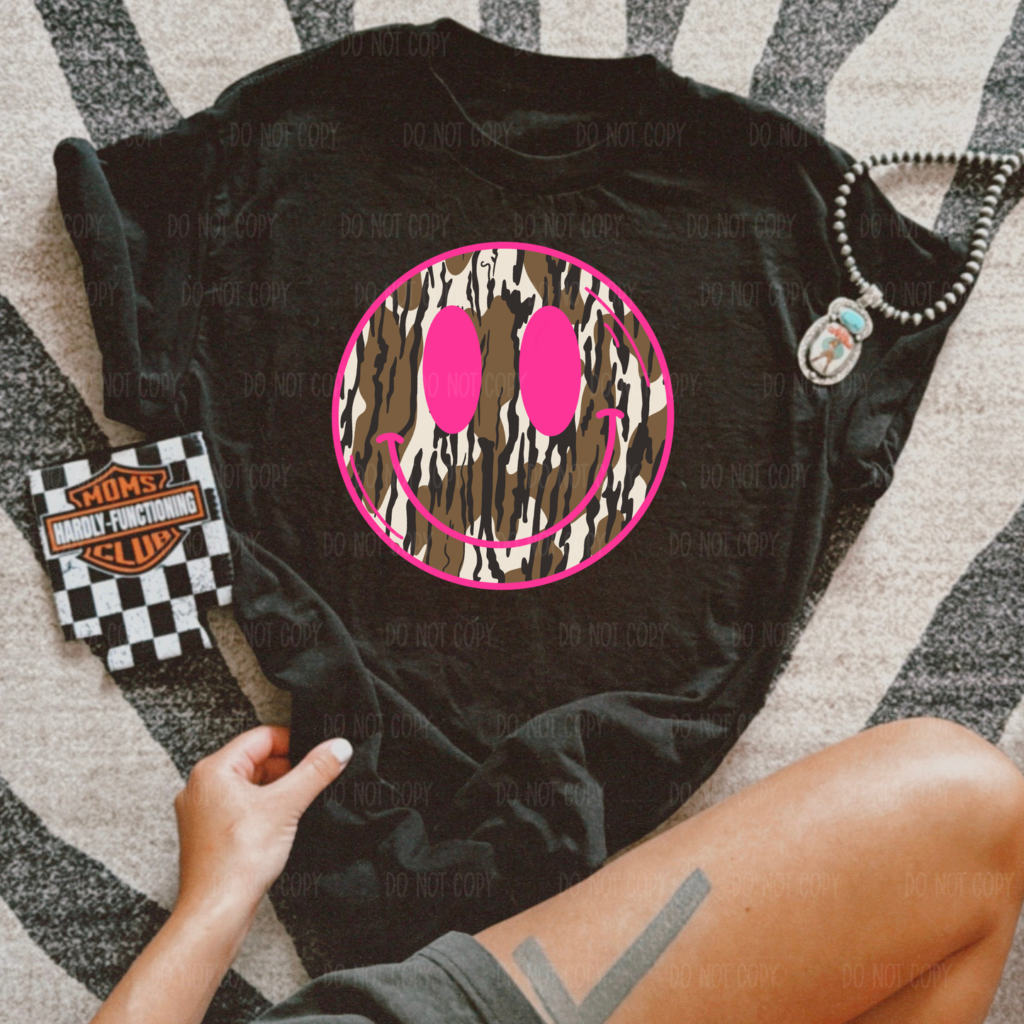 Pink Camo Smiley Tee Or Sweatshirt