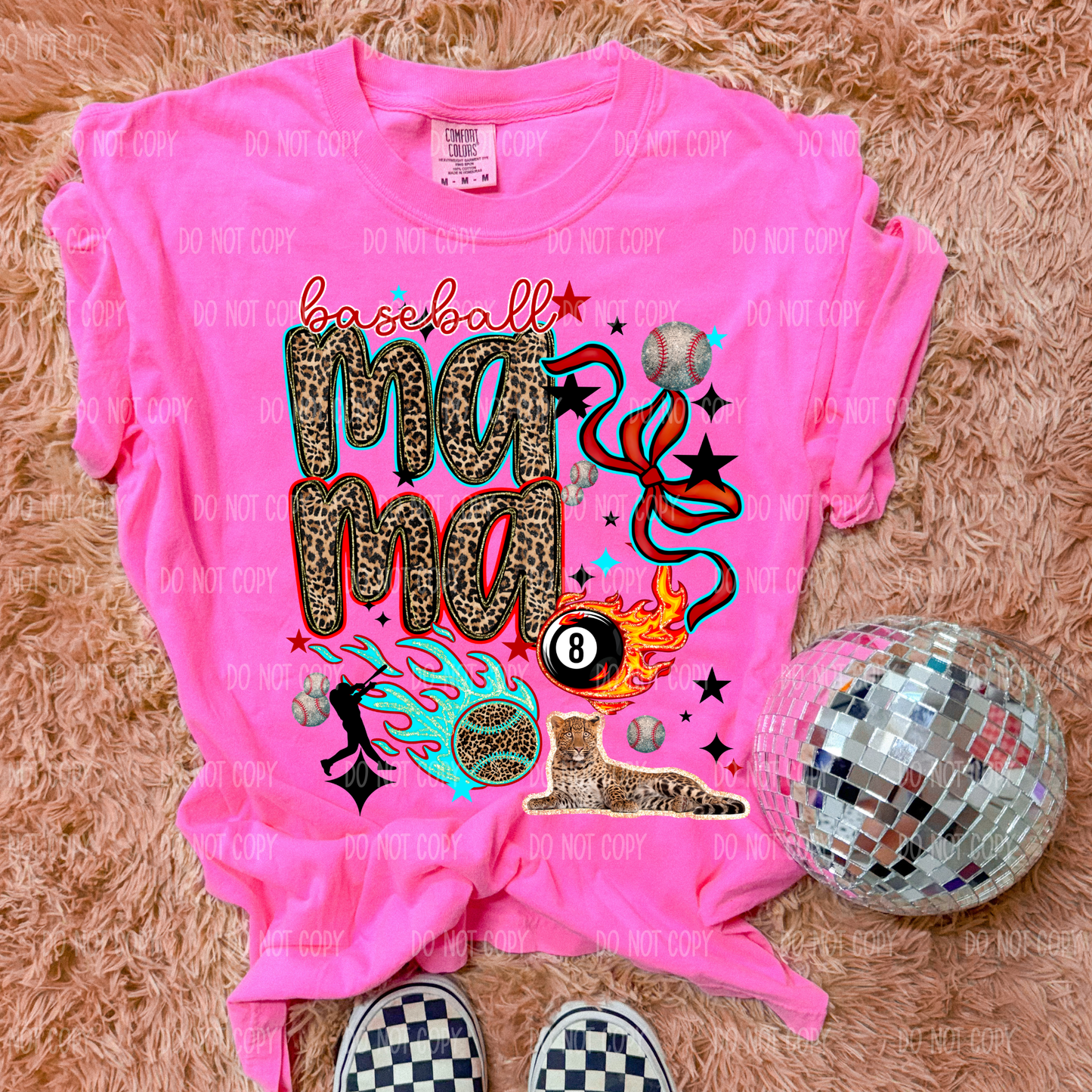 Leopard Baseball Mama Comfort Colors Tee