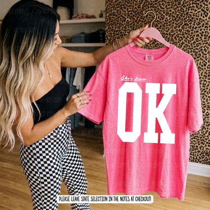 She's From Texas (All States Included) Comfort Colors Tee