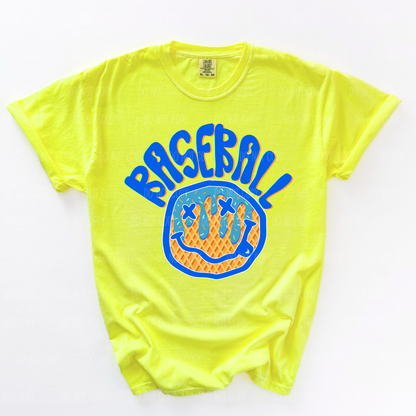 Neon Smiley Baseball/Softball Drip Single Print DTF Transfer