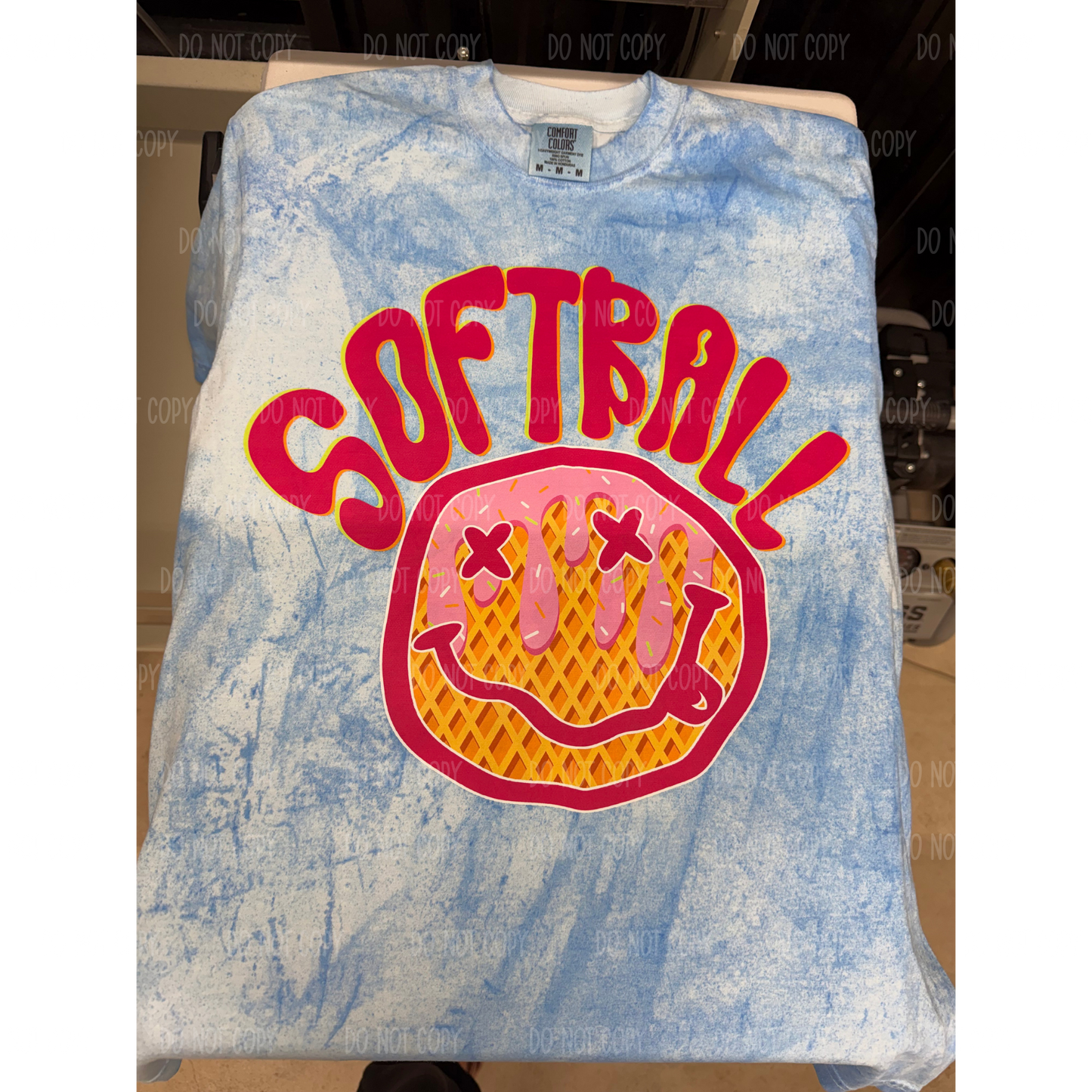 Neon Smiley Baseball/Softball Drip Comfort Colors Tee