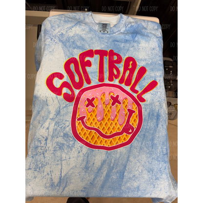 Neon Smiley Baseball/Softball Drip Comfort Colors Tee