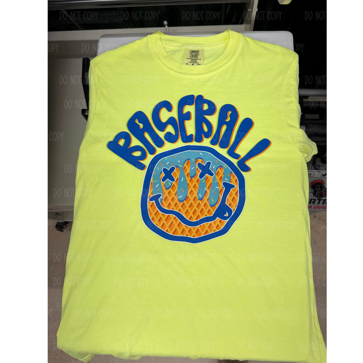 Neon Smiley Baseball/Softball Drip Comfort Colors Tee