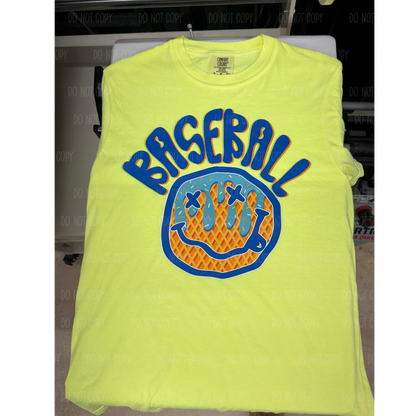 Neon Smiley Baseball/Softball Drip Comfort Colors Tee