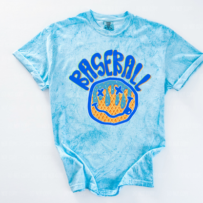 Neon Smiley Baseball/Softball Drip Comfort Colors Tee