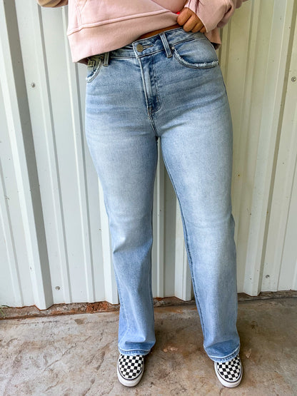 Risen High Rise Straight Jeans