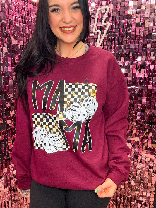 Checkered Dice Mama Tee Or Sweatshirt