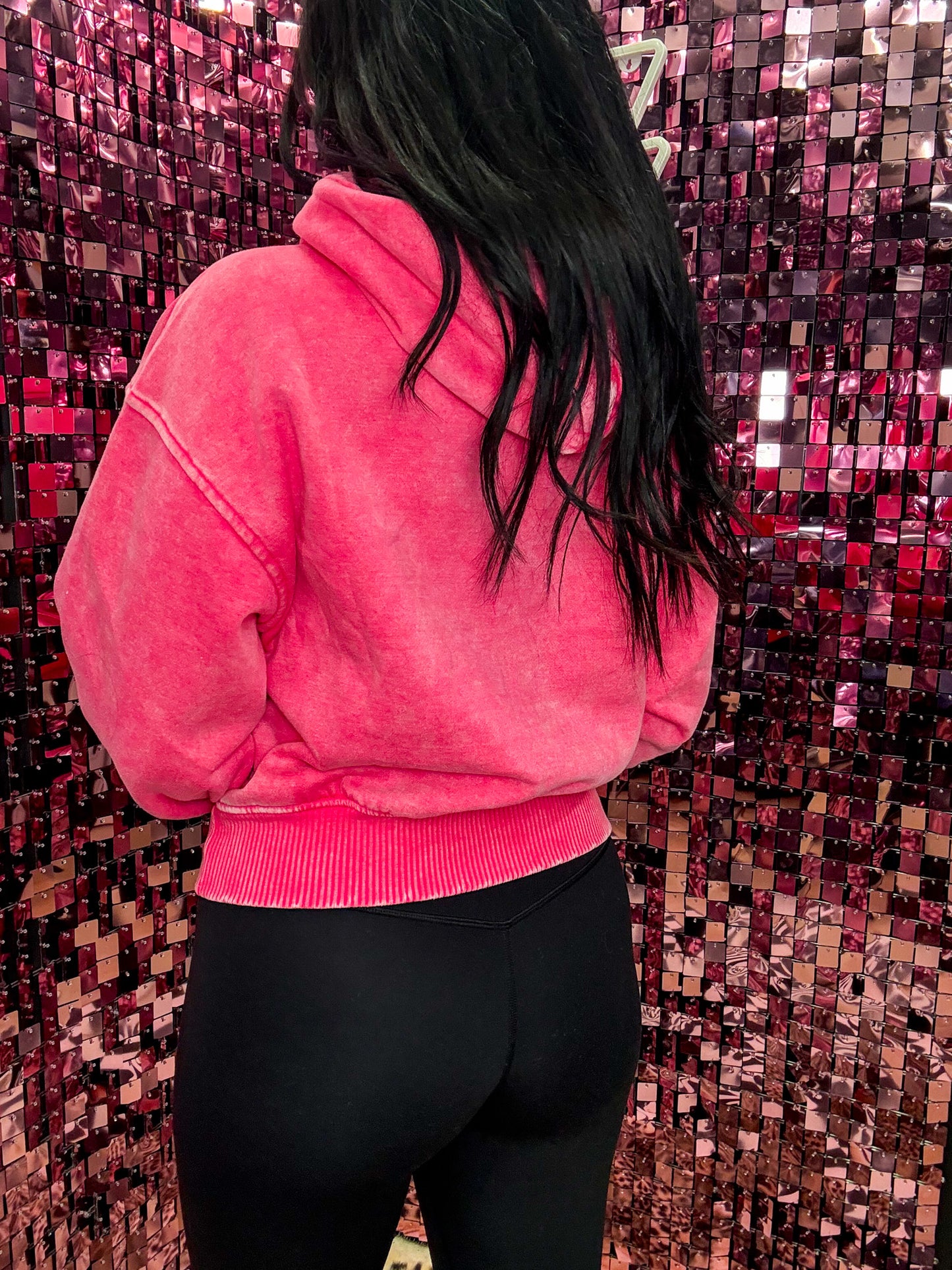 The Sophia Acid Washed Fleece Cropped Hoodie