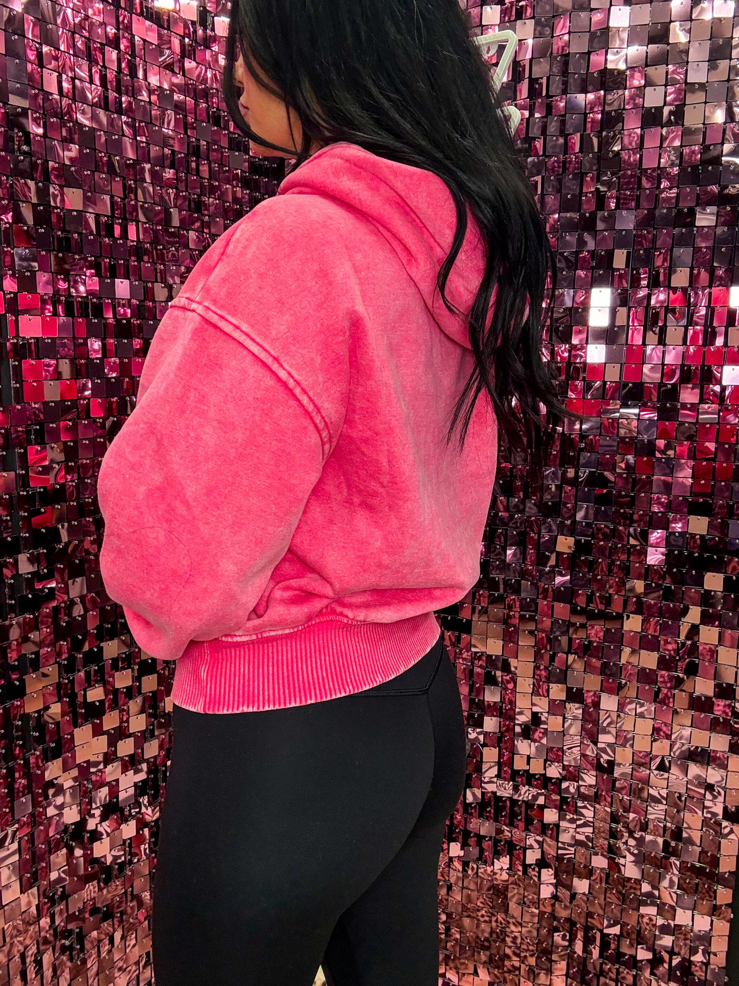 The Sophia Acid Washed Fleece Cropped Hoodie