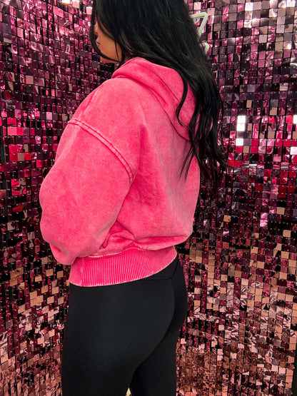 The Sophia Acid Washed Fleece Cropped Hoodie